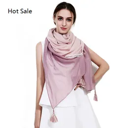 Ny vår sommarkvinnor halsduk mode tunna halsdukar sjalar och lindar damer bomull foulard ren färg hijab stol