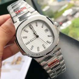 Wysokiej jakości 40mm 5711 / 1A-011 Miyota 8215 Automatyczne męskie zegarek White Dial Bransoletka ze stali nierdzewnej 5711/1 Gents Sport Zegarki