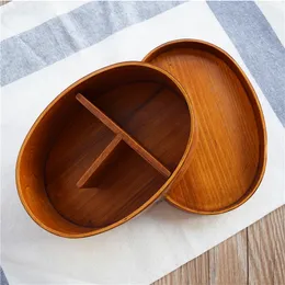 Japońskie Retro Bento Boxes Wood Lunch Box Handmade Naturalne Drewniane Sushi Box Tableware Bowl Container