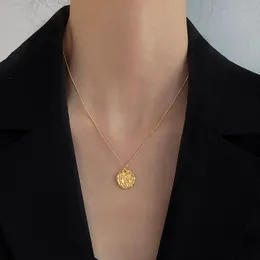 Moda Monety Wisiorki 925 Srebrny Naszyjnik Biżuteria Minimalizm Chocker Kolye Vintage Collier Bijoux Femme Kobiety Złoty Naszyjnik Q0531