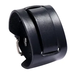 Ny modepunkbrett äkta läderarmband svartbrun manschettarmband armband för män vintage armbandsmycken