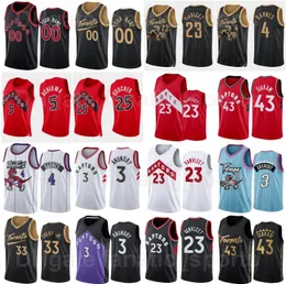 75周年記念バスケットボールプリントOG Anunoby Jersey 3 Gary Trent JR 33 Precious Achiuwa 5 Fred Vanvleet 23 Pascal Siakam 43 Scottie Barnes Tracy McGrady Vince Carter