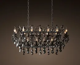 Vintage Smoky Crystal Chandelier Lighting Black Candle Chandeliers Pendant Lamp Hanging Light for Home and Restaurant