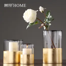 Nordic Gold Candle Holders Windbreak Vase Candle Holder Birthday Wedding Centerpieces for Tables Romantic Home Atmosphere LJ201018