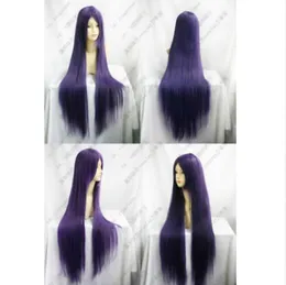 新しい長い暗い紫色のコスプレストレートのかつら髪100cm