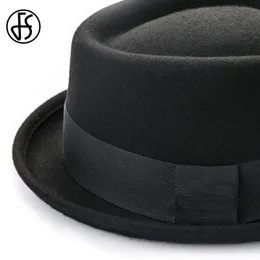 Mens Vintage Hats Wide Brim Fedora: Classic Wool Felt Pork Pie Hat, Black  Church Fedora, Jazz Ribbon Trilby Panama for Men