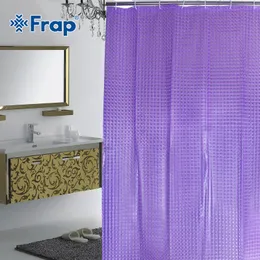 FRAP Novo 180 * 180 cm Plástico PEVA 3D À Prova D 'Água Duche Cortina de Banheiro Roxo Cortina de Banho de Luxo com Ganchos F8701 F8751 201127