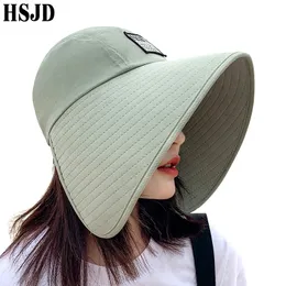 Femmes Été Grand Large Bord Réglable Visière Plage Chapeaux Pliable Anti-UV Femmes Chapeau De Soleil En Plein Air Voyage Panama Femme Cap Bonnet Y200602