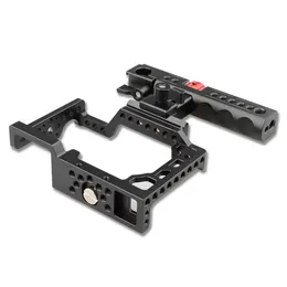 Freeshipping Handheld Camera Cage z uchwytem serowym QR dla Sony A6500 (czarny, czerwony pokrętło) C1595