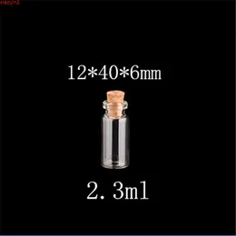 12*40*6mm 2,3 ml Glasflaschen Mit Korken Kleine Transparente Mini Leere Fläschchen Gläser 200 teile/los hohe qualtität
