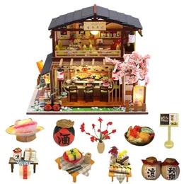 DIY Trähus Japan Stil Miniatyr Doll House Kits Mini Dollhouse med möbler Precis Design Dollhouse för dekoration T 20117