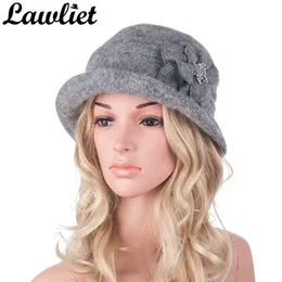 Chapéu de inverno para mulheres 1920s Gatsby estilo flor morna lã beret inverno tampão senhoras gorro feijão chapéus cloche bonnet fedoras A299 Y200102