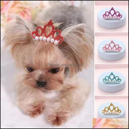 Other Dog Supplies Pet Home & Garden Small Dogs Cat Faux Pearl Crown Shape Bows Hair Clips Head Decoration For Pets Puppy Hairpins Decor Gro