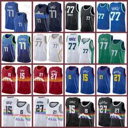 2021 New Luka Basketball Jersey 77 Doncic Mens Dirk 41 Nowitzki Jamal 27 Murray Nikola Red Blue Orange 15 Jokic