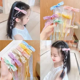 Girls Long Ribbon Cute Hair Clips Hair Accessories Ponytail Barrettes Hairpins Princess Braided Hair Headdress