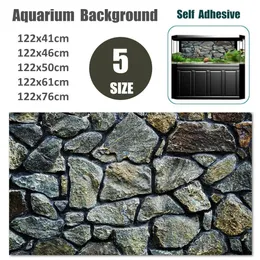 5 Sizes Rock Stone PVC Aquarium Background Poster Fish Tank Wall Picture Landscaping Painting Decorations Self Adhesive Y200917