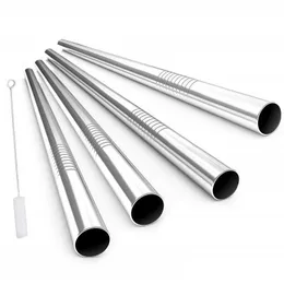 2021 Extra Wide Stainless Steel Drinking Straws 8.5in/9.5in/10.5in Reusable Boba Metal Smoothie Straws