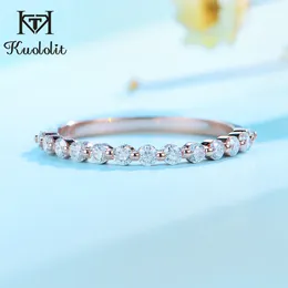 Kuololit 585 14k 10k Rose Gold Ring för kvinnor Moissanite Solitaire Ring Matchande Halv Eternity Bröllop Band Engagement Bridal B1203