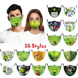 Halloween Julgrön Hår Monster 3D Digital Utskrift Tvättbar Bomull Mask Damm Och Haze PM2 5 Filter Masker DHL Gratis