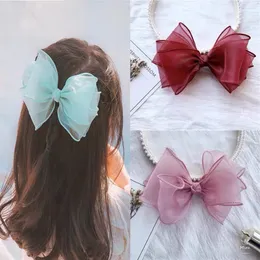 5pcs Fashion четыре слоя пряжи Barrettes Bow Sequin Love Hair Clips Princess Hairgrip Side Clip Fairy Girl Sweet Кружевая аксессуары для волос