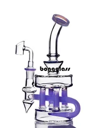 beaker Bong Bruciatore di olio di vetro Tubo Vetro spesso Bong d'acqua Recycler Oil Rigs Accessori per fumatori Glass Dab Rig Narghilè per sigarette con 14mm