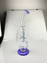 Cachimbo de vidro, reciclar, bongo, roxo CFL, roxo sólido, tubo de fumo, equipamento de fábrica de equipamento de petróleo, articulação de 14mm, pescoço curvado