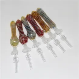 20pcs Glass Nectar 10mm Joint Quartz Tips Titanium Nail Hookah Keck Clip Reclaimer Nectar Pipe for Smoking DHL