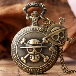 Old Fashion Pocket Watch Japan Anime One Piece Design Men Women Quartz Analog Watches Necklace Chain Gift