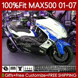 Yamaha için enjeksiyon gövdesi TMAX500 MAX-500 TMAX-500 109NO.113 TMAX MAX 500 T MAX500 2001 2002 2003 2004 2005 2006 2007 T-MAX500 01 02 03 04 05 06 07 OEM AIRLARI Turuncu Beyaz