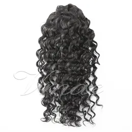 VMAE Mongoliskt hår Deep Wave Ponytail 120g 12 till 26 tum naturlig färg 100% verklig obearbetad jungfrulig mänsklig hårförlängning