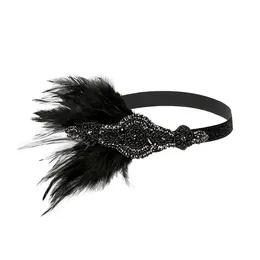 Retro fascynatorzy na wesela Kobiety Eleganckie Pałąki Pióro Flapper Z Kryształami Zroszony 1920s Party Akcesoria do włosów Headpiece