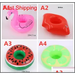 Outras piscinas espase spahg inflatável por suporte de xícara de copo colorido tapete de donut melancia lemon em forma de piscina de PVC flutuante ma qylgtg packing2010