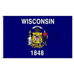 3x5 piedi 90 * 150 cm Stati Uniti Wisconsin State Flag 100% poliestere banner bandiere della fabbrica diretta dello stato WI RRD13301