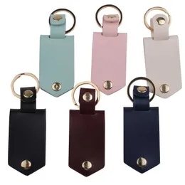 Keychains & Lanyards Leather Keychains Pendant Sublimation Blank Aluminum Alloy Car Key Ring Heat Transfer DIY Decorative Keychain 6 Colors S5R3