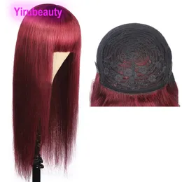 99J Peruvian Human Hair Full-mechanism Silky Straight Wine Red Straight 10-32inch 150% Density Wholesale Remy Hair Capless Wigs