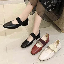 ドレスシューズプラスサイズ3cm Vrowen Mary Janes Schoenen Vierkante HakkenオフィスレディSchoenen Lage Hakken Jurk SchoenenストレッチStos Stos Zapatos Mujer 8671n 2203099