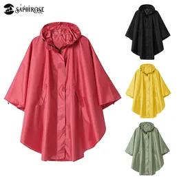 SaphiRose PONCHO Regenjas voor dames met lange capuchon voor buiten, groen ( waterdichte stof), 36-38