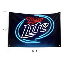 Lite Fans Banner Flag Beer Beverage Banner UV Resistance Fading Durable Man Cave Wall Flag with Brass Grommets for Dorm Room Decor