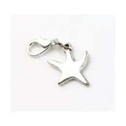 Dancing Smooth Sea Star Starfish Charms Heart 100st/Lot 14x31.5mm Tibetan Silver Floating Lobster Clasps For Glass Living C117 XVE9P