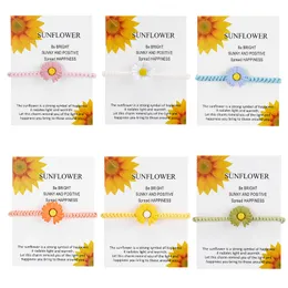 New Charm Bracelet For Friendship Couples Sunflower Daisy Pendant Bangles Red Lucky Seven Knots Bracelet Women Men Wish Jewelry