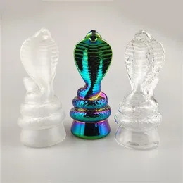 Hurtownie Pretty Rainbow Color Glass Cobra Bong Pyrex Gruby Szkło Bong Glow W Ciemnym Filtr Palenie Hooka Water Rura 4 kolory