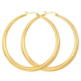 Real 18K Gold Silver Plated Big Hoop Earrings for Women Large Stainless Steel Round Circle Hoops Earring Lightweight No Fade Color Nice Jewelry Gift 6cm