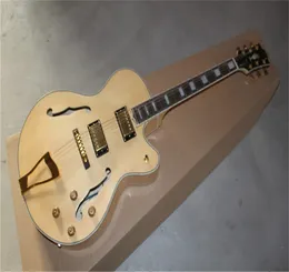 2022 Großhandel Top-Qualität L-5Custom Holzfarbe hohle Jazz-E-Gitarre 6-saitige Gitarre mit Goldmetall
