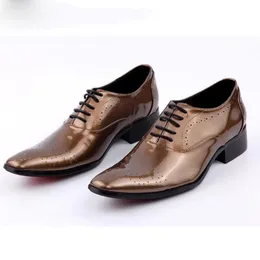 Luxury Men Shoes Handmade Brown Patent Leather Oxfords Lace Up Men Dress Shoes for Men's Evening Party Wedding, Size 46
