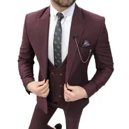 2022 Nuevos esmoquin de boda Ropa de novio Trajes de hombre Slim Fit Solapa en pico Un botón Blazers para fiesta de graduación Chaqueta Pantalones Chaleco 780219W