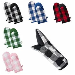 Oven Gloves Microwave Heat Proof Resistant Glove Convenient Finger Protect Anti-hot Oven Glove Bakeware Gloves 5 Colors Plaid ZY32