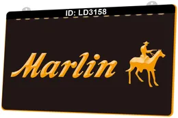 LD3158 Marlin Firearms 3D Engraving LED Light Sign Wholesale Retail