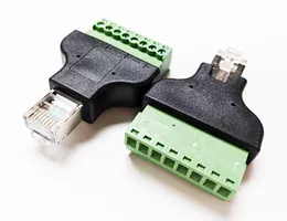 Ethernet 8P8C RJ45 Male plug to AV Terminal Connector Adapter For CCTV Radio/2PCS