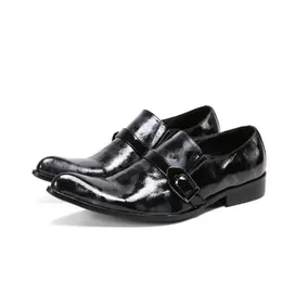 Wysokiej Jakości Prawdziwej Skóry Mężczyźni Formalne Buty Party Piade Toe Dressy Wedding Shoes White / Black Monk Sukienka Buty Męskie