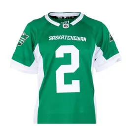 Custom 2019 604 Saskatchewan Roughriders dl Micah Johnson # 2 Real full broderi college jersey eller något namn eller nummer jersey